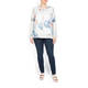 OPEN END LINEN SHIRT IN BLUE AND CORAL PRINT