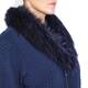 PASSIONI NAVY BLUE TEXTURED CARDIGAN WITH FUR COLLAR