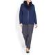PASSIONI NAVY BLUE TEXTURED CARDIGAN WITH FUR COLLAR
