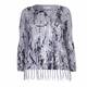 PASSIONI SILVER PAINT FRINGED SWEATER