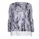 PASSIONI SILVER PAINT FRINGED SWEATER