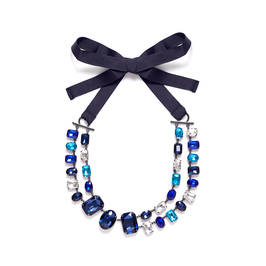 PERSONA BY MARINA RINALDI JEWEL AND GROSGRAIN RIBBON NECKLACE BLUE - Plus Size Collection
