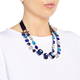 PERSONA BY MARINA RINALDI JEWEL AND GROSGRAIN RIBBON NECKLACE BLUE