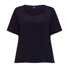PERSONA BY MARINA RINALDI SILK ACETATE TOP NAVY - Plus Size Collection