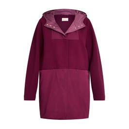 NOW BY PERSONA TWO-FABRIC HOODED COAT BERRY - Plus Size Collection