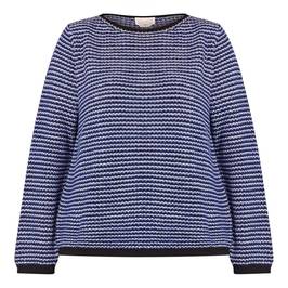 NOW BY PERSONA STRIPE SWEATER NAVY - Plus Size Collection