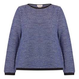 NOW BY PERSONA STRIPE SWEATER NAVY - Plus Size Collection