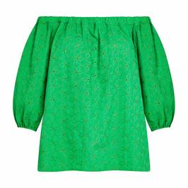 NOW by Persona Broderie Anglaise Top Green - Plus Size Collection