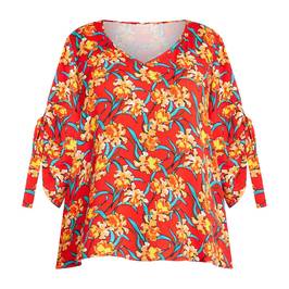 NOW by Persona Floral Print Top Red - Plus Size Collection
