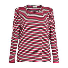 NOW BY PERSONA STRIPE LUREX TOP RED  - Plus Size Collection