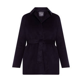 Plus Size Black Belted Wrap Coat