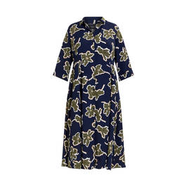 PERSONA BY MARINA RINALDI LEAF PRINT CADY DRESS NAVY - Plus Size Collection