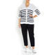 MARINA RINALDI WHITE AND NAVY STRIPE CARDIGAN