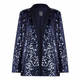 PERSONA BY MARINA RINALDI SEQUIN TUXEDO JACKET NAVY