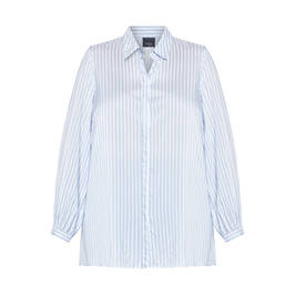 PERSONA BY MARINA RINALDI PALE BLUE AND WHITE CANDY STRIPE SHIRT - Plus Size Collection