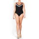 PERSONA BY MARINA RINALDI BLACK SWIMSUIT WITH SILVER V 