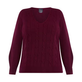 PERSONA BY MARINA RINALDI CABLE KNIT SWEATER WINE - Plus Size Collection