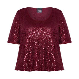 PERSONA BY MARINA RINALDI SEQUIN TOP BORDEAUX - Plus Size Collection