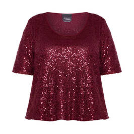 PERSONA BY MARINA RINALDI SEQUIN TOP BORDEAUX - Plus Size Collection