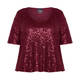 PERSONA BY MARINA RINALDI SEQUIN TOP BORDEAUX