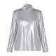 PERSONA BY MARINA RINALDI METALLIC SILVER POLO NECK