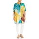 Persona By Marina Rinaldi Oversized Crepe de Chine Shirt Aqua