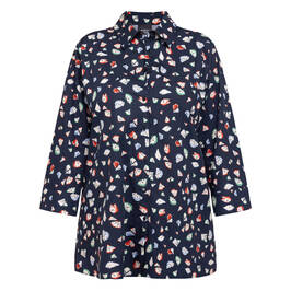 Persona by Marina Rinaldi Cotton Print Shirt Navy - Plus Size Collection