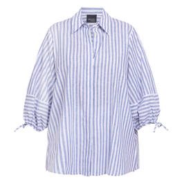 Persona by Marina Rinaldi Cotton Linen Stripe Shirt Blue - Plus Size Collection
