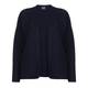 PERSONA BY MARINA RINALDI PURE COTTON navy drop-shoulder horizontal rib CARDIGAN