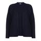 PERSONA BY MARINA RINALDI PURE COTTON navy drop-shoulder horizontal rib CARDIGAN