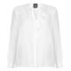 PERSONA BY MARINA RINALDI SILK BLEND COLLARLESS SHIRT WITH RUFFLE DETAIL