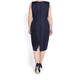 PERSONA BY MARINA RINALDI NAVY BROCADE JEWEL EMBELLISHED DRESS