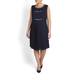 PERSONA BY MARINA RINALDI COTTON BLEND NAVY CHIFFON DRESS WITH OPTIONAL SLEEVE 