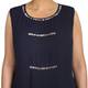 PERSONA BY MARINA RINALDI COTTON BLEND NAVY CHIFFON DRESS WITH OPTIONAL SLEEVE 