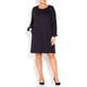 PERSONA BY MARINA RINALDI NAVY KNIT DRESS FRENCH CUFF