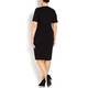 PERSONA black rib texture v-neck DRESS