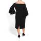 PERSONA BY MARINA RINALDI BLACK OFF-SHOULDER DRESS