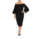 PERSONA BY MARINA RINALDI BLACK OFF-SHOULDER DRESS