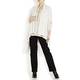PERSONA ICE WHITE RIB KNIT GILET WITH WATERFALL FRONT