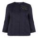 PERSONA BY MARINA RINALDI EMBELLISHED NAVY BROCADE JACKET