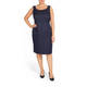 PERSONA BY MARINA RINALDI NAVY BROCADE JEWEL EMBELLISHED DRESS