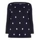 PERSONA navy spot front, stripe back, Knitted Tunic