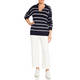 PERSONA BY MARINA RINALDI PURE COTTON SWEATER WHITE AND NAVY