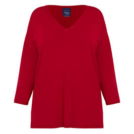 Persona by Marina Rinaldi Knitted V-Neck Tunic Red  - Plus Size Collection