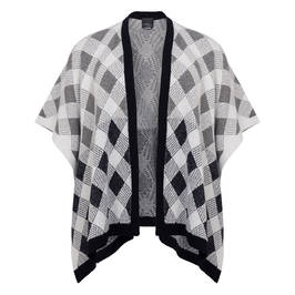 Persona by Marina Rinaldi Knitted Poncho Grey Check - Plus Size Collection