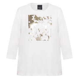 Persona by Marina Rinaldi White T-Shirt Gold Applique - Plus Size Collection