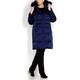 PERSONA VIOLET GLOSSY PUFFA COAT WITH FUR TRIM HOOD