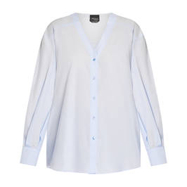 Persona by Marina Rinaldi Pure Cotton Shirt Sky Blue - Plus Size Collection