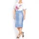 PERSONA BY MARINA RINALDI FADED BLUECOTTON DENIM PENCIL SKIRT 