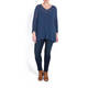 PERSONA BY MARINA RINALDI LONG V-NECK SWEATER BLUE